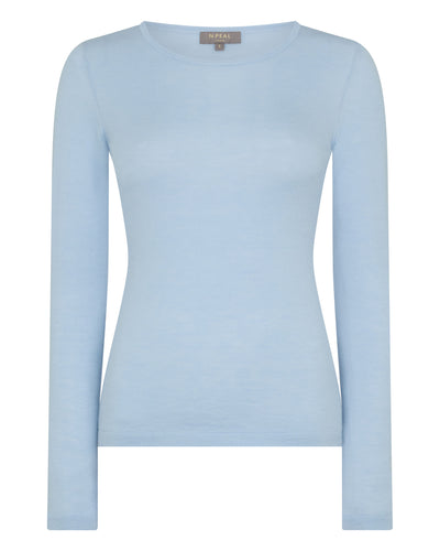 N.Peal Women's Eden Superfine Cashmere Round Neck Top Pale Blue