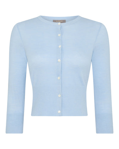 N.Peal Women's Darcie Superfine Cashmere Cropped Cardigan Pale Blue
