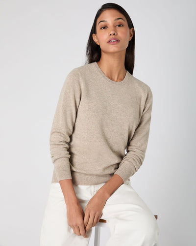 Women's Cropped Cashmere Cardigan Oatmeal Brown