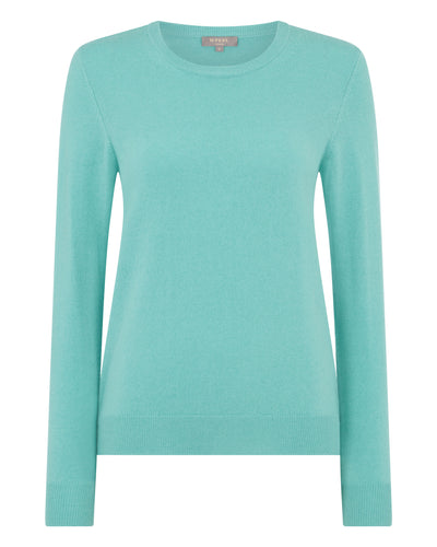 N.Peal Women's Evie Classic Round Neck Cashmere Jumper Opal Green