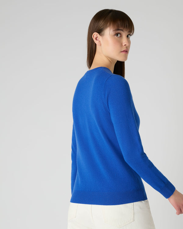 N.Peal Women's Evie Classic Round Neck Cashmere Jumper Sonic Blue