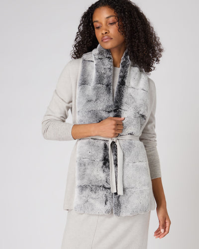 N.Peal Women's Lola Fur Placket Cashmere Gilet Pebble Grey
