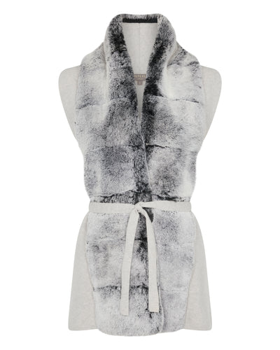 N.Peal Women's Lola Fur Placket Cashmere Gilet Pebble Grey