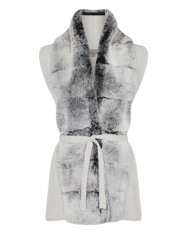 N.Peal Women's Lola Fur Placket Cashmere Gilet Pebble Grey