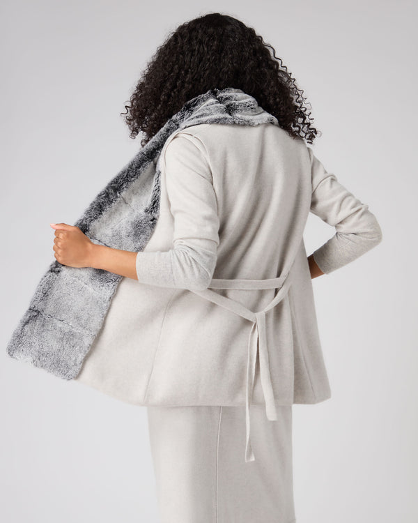 N.Peal Women's Lola Fur Placket Cashmere Gilet Pebble Grey