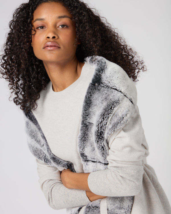 N.Peal Women's Lola Fur Placket Cashmere Gilet Pebble Grey
