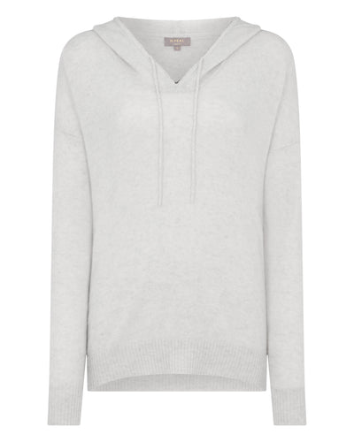 N.Peal Women's Maya Metal Trim Cashmere Hoodie Pebble Grey