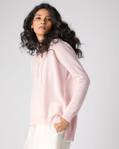 N.Peal Women's Maya Metal Trim Cashmere Hoodie Quartz Pink