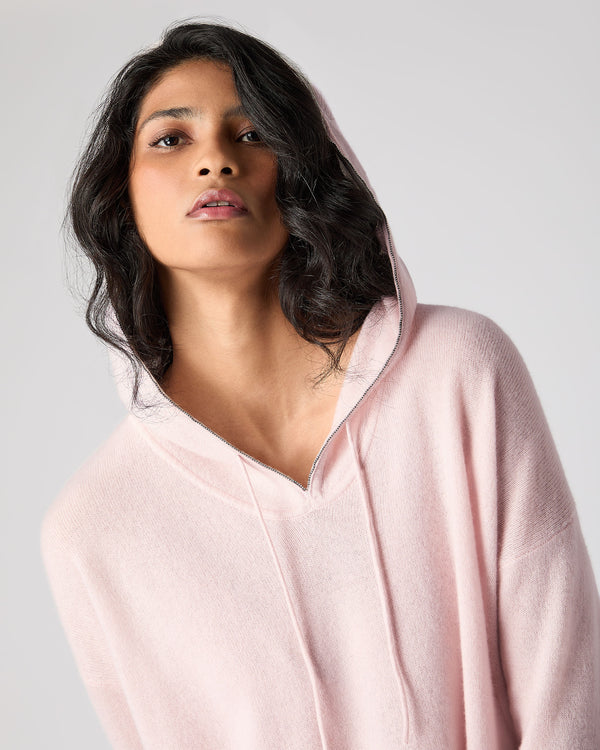 N.Peal Women's Maya Metal Trim Cashmere Hoodie Quartz Pink