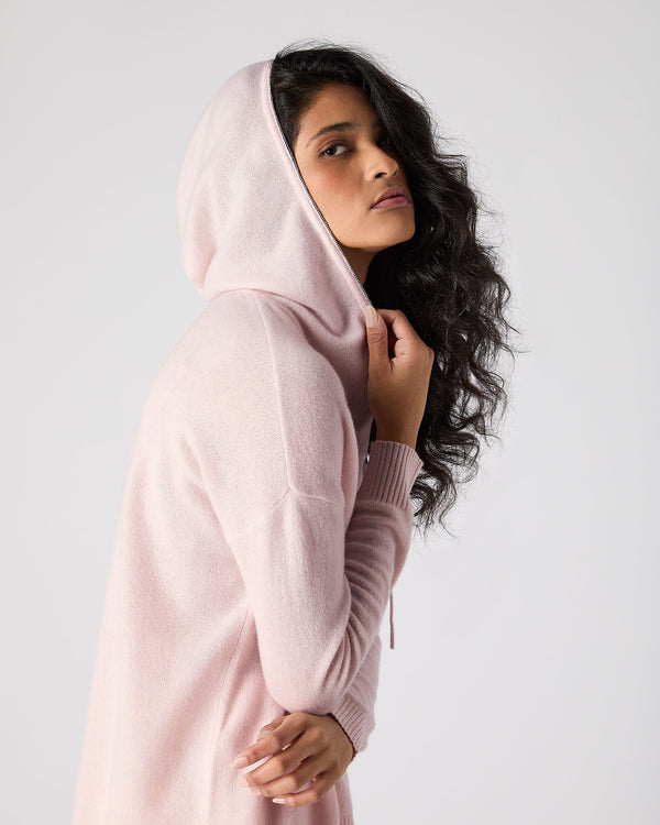 N.Peal Women's Maya Metal Trim Cashmere Hoodie Quartz Pink