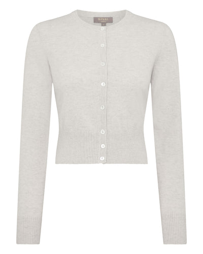 N.Peal Women's Ivy Cropped Cashmere Cardigan Pebble Grey