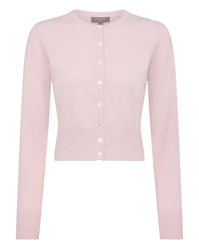 N.Peal Women's Ivy Cropped Cashmere Cardigan Quartz Pink