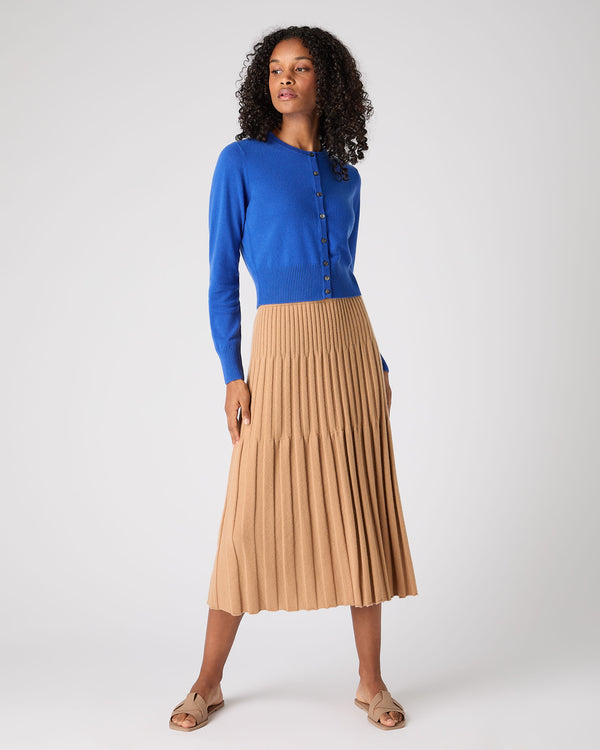 N.Peal Women's Ivy Cropped Cashmere Cardigan Sonic Blue