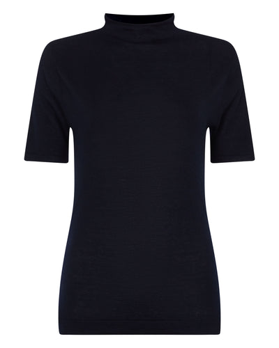 N.Peal Women's Rosie Superfine Cashmere Mock Neck T-Shirt Black