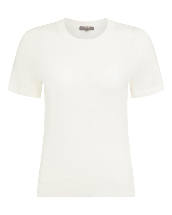 N.Peal Women's Isla Superfine Cashmere T-Shirt New Ivory White