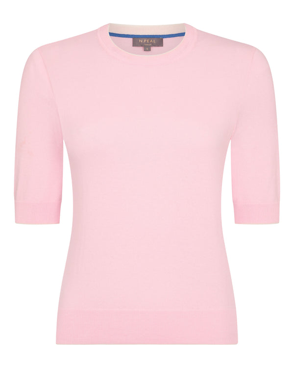 N.Peal Women's Cotton Cashmere T-Shirt Spring Pink