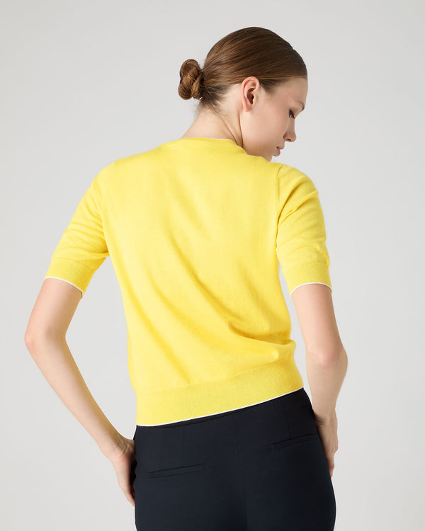N.Peal Women's Cotton Cashmere T-Shirt Sunshine Yellow