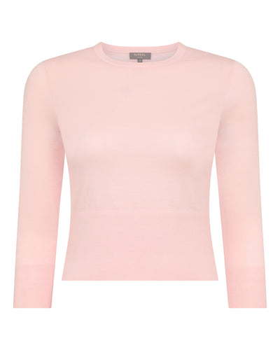 N.Peal Women's Superfine Cashmere Crop Jumper Blush Pink