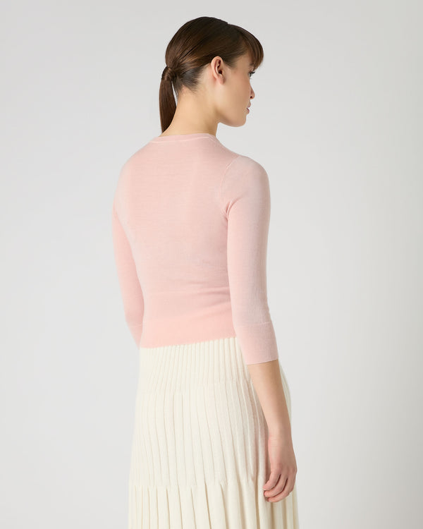 N.Peal Women's Superfine Cashmere Crop Jumper Blush Pink