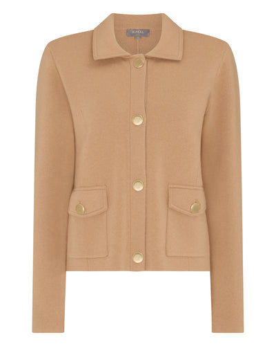 N.Peal Women's Collared Milano Cashmere Jacket Sahara Brown