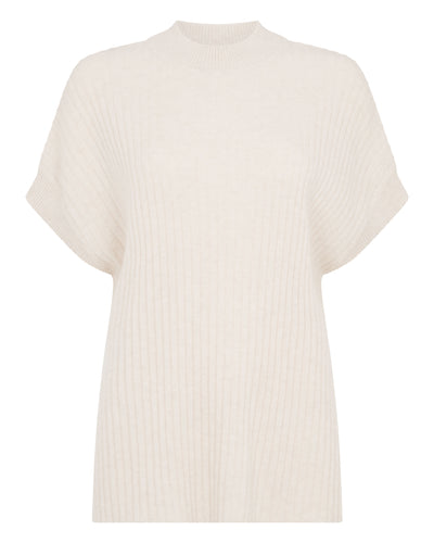 N.Peal Women's Rib Cashmere Poncho Ecru White