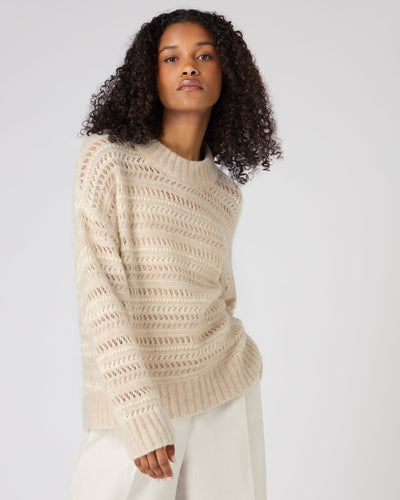 N.Peal Women's Multi Stitch Jumper Beige Brown