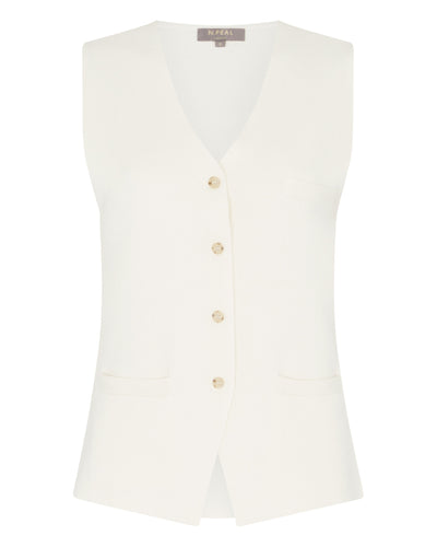 N.Peal Women's Mila Cotton Cashmere Silk Waistcoat New Ivory White