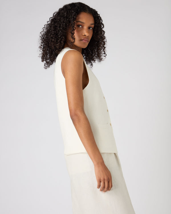 Women's Mila Cotton Cashmere Silk Waistcoat New Ivory White