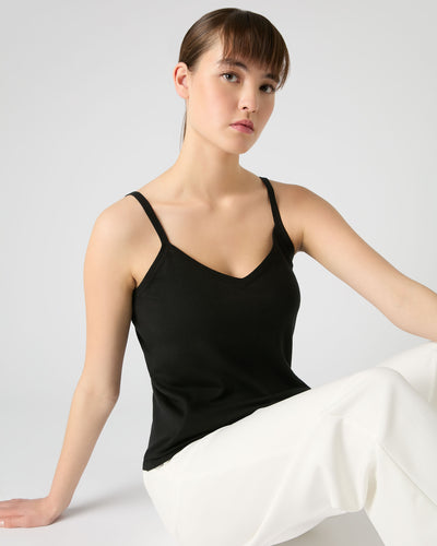 N.Peal Women's Cotton Cashmere Silk Camisole Black