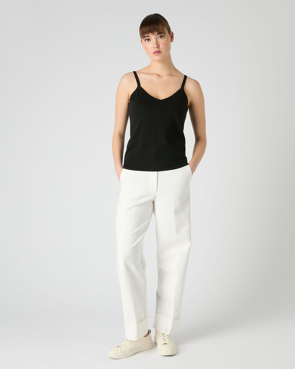 N.Peal Women's Cotton Cashmere Silk Camisole Black