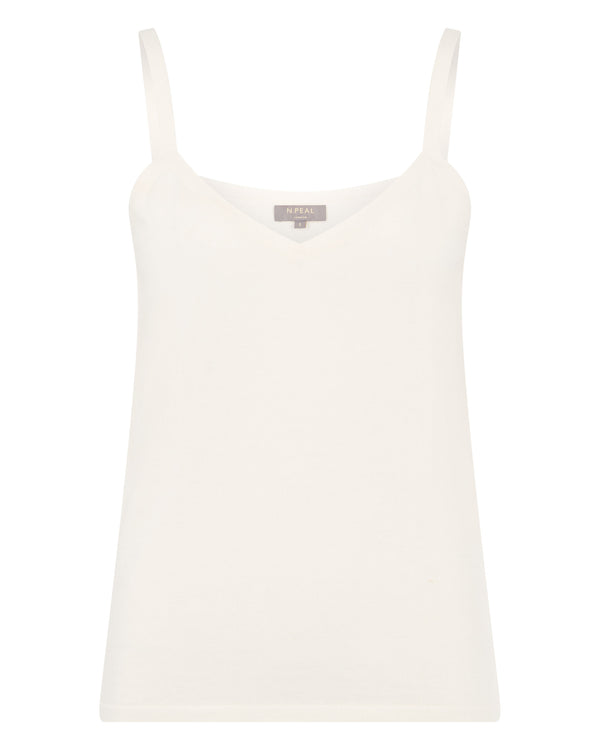 N.Peal Women's Cotton Cashmere Silk Camisole New Ivory White