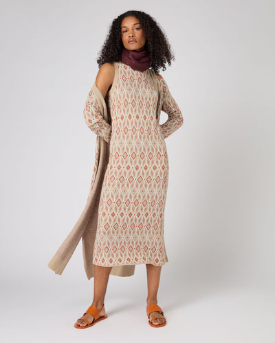 N.Peal Women's Jacquard Knit Silk Cashmere Dress Multi