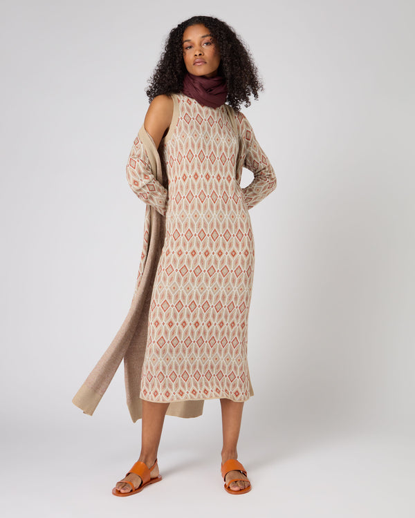 N.Peal Women's Jacquard Knit Silk Cashmere Dress Multi