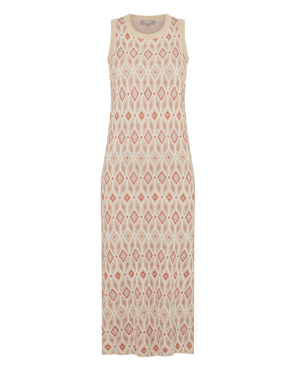 N.Peal Women's Jacquard Knit Silk Cashmere Dress Multi