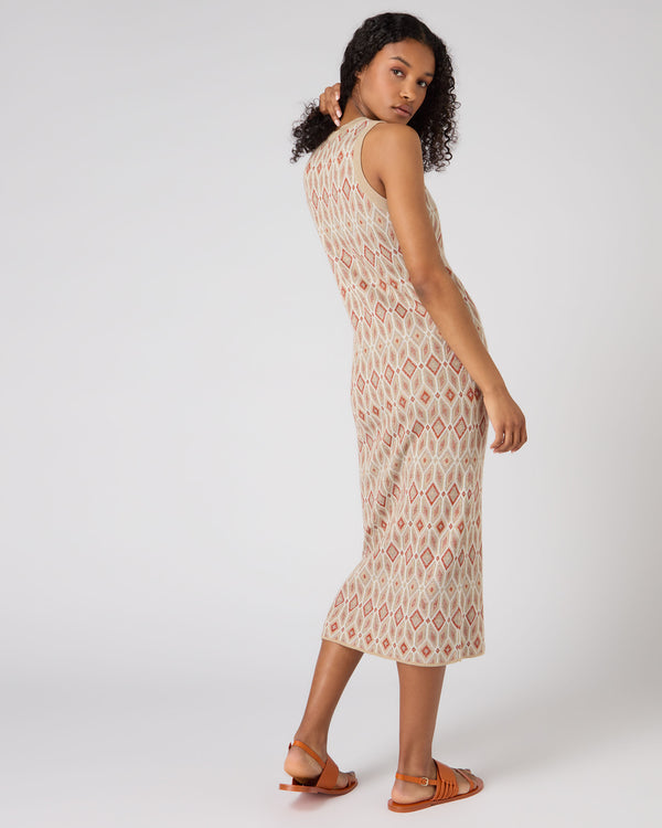 N.Peal Women's Jacquard Knit Silk Cashmere Dress Multi