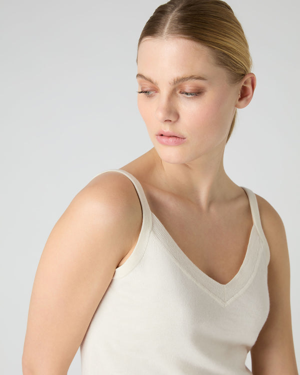 N.Peal Women's Cotton Cashmere Camisole New Ivory White