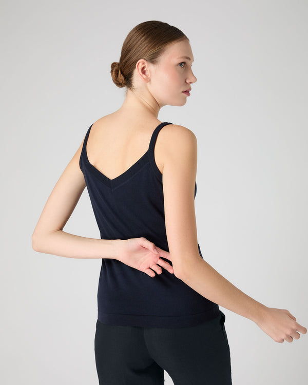 N.Peal Women's Cotton Cashmere Camisole Navy Blue
