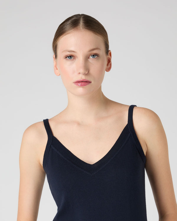 N.Peal Women's Cotton Cashmere Camisole Navy Blue
