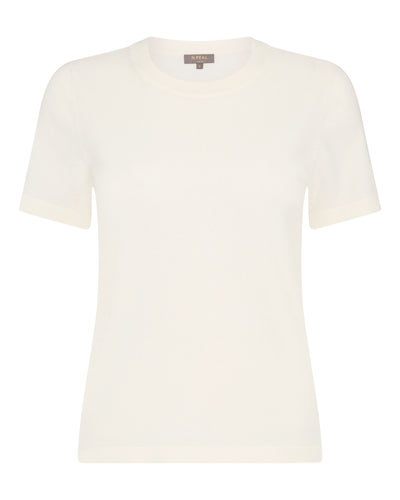 N.Peal Women's Lottie Cashmere T-Shirt New Ivory White