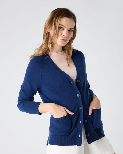 N.Peal Women's Erin Oversized Cashmere Cardigan French Blue