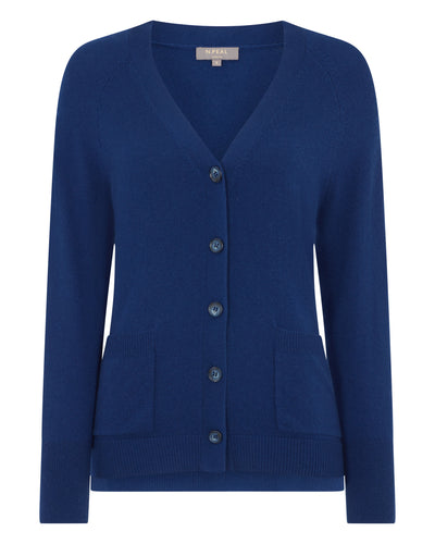 N.Peal Women's Erin Oversized Cashmere Cardigan French Blue