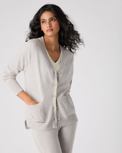 N.Peal Women's Erin Oversized Cashmere Cardigan Pebble Grey