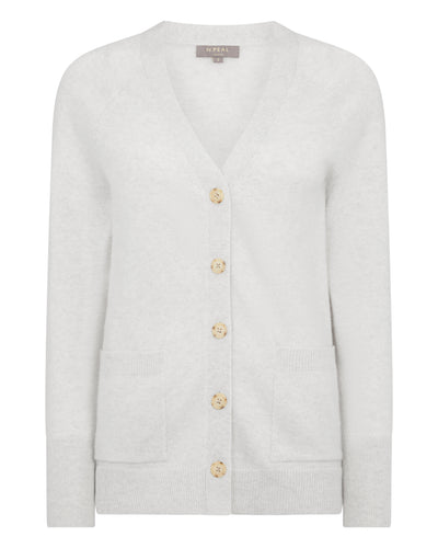 N.Peal Women's Erin Oversized Cashmere Cardigan Pebble Grey
