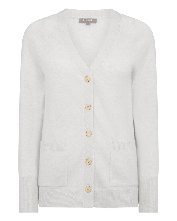 N.Peal Women's Erin Oversized Cashmere Cardigan Pebble Grey