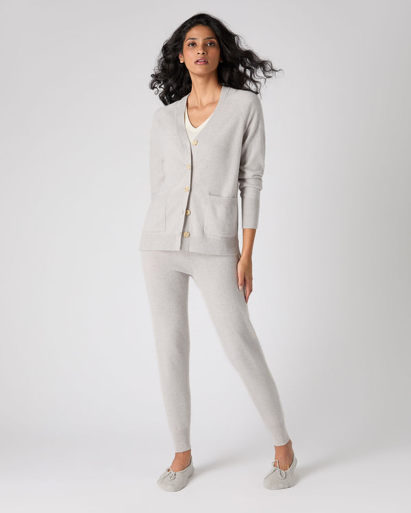 N.Peal Women's Erin Oversized Cashmere Cardigan Pebble Grey
