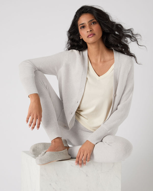 N.Peal Women's Erin Oversized Cashmere Cardigan Pebble Grey