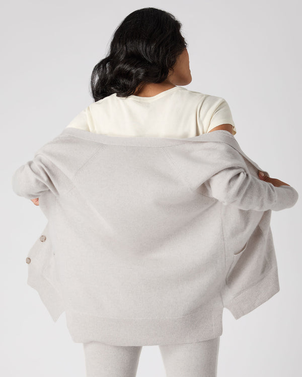 N.Peal Women's Erin Oversized Cashmere Cardigan Pebble Grey