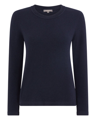 N.Peal Women's Hallie Round Neck Cashmere Jumper Navy Blue