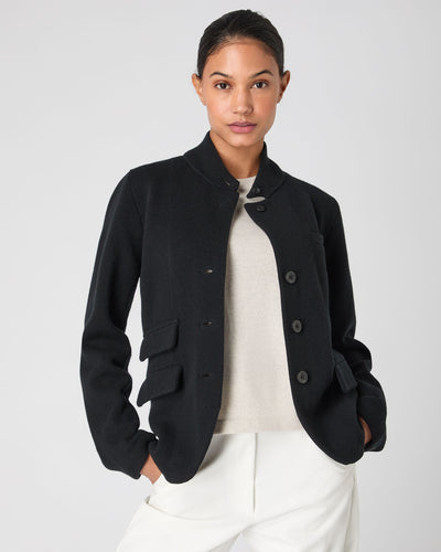 N.Peal Women's Wool Cashmere Blazer Black