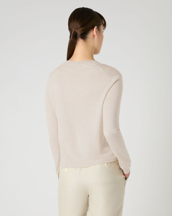 N.Peal Women's Superfine Cashmere V Neck Jumper Sandstone Brown